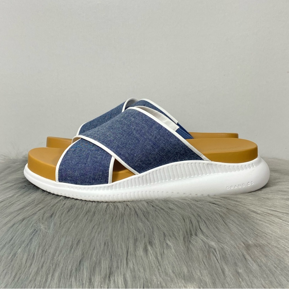 Cole Haan 2 ZeroGrand Criss Cross Chambray Slide Sandals